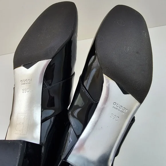 Gucci Black Patent Leather Buckle Combat Boots Size 39 With Anti Slip Sole - Picture 4 of 13